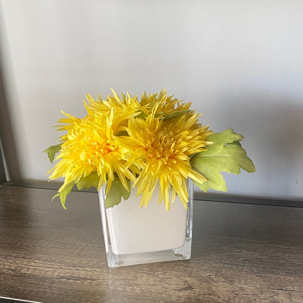 Threshold Yellow Faux Floral in White Vase